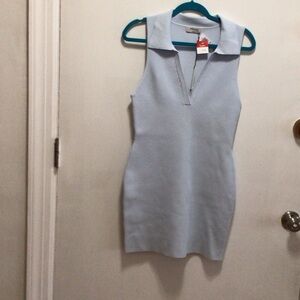 Babaton Sky Blue Sleeveless Mini Dress